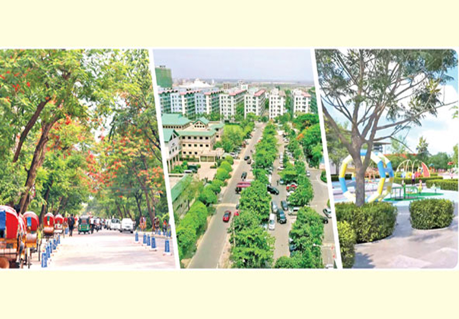 A city covered with greenery