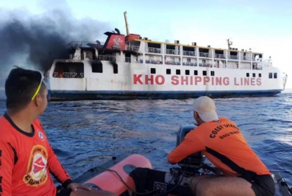 Philippine ferry with 120 people on board catches fire