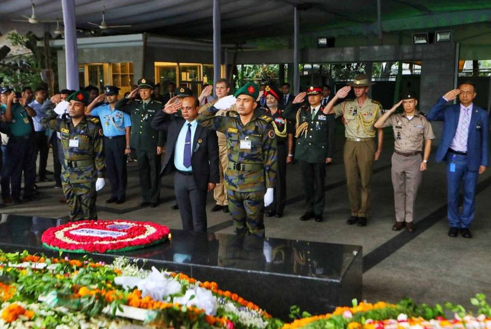 Military representatives of 6 countries pay tribute to Bangabandhu