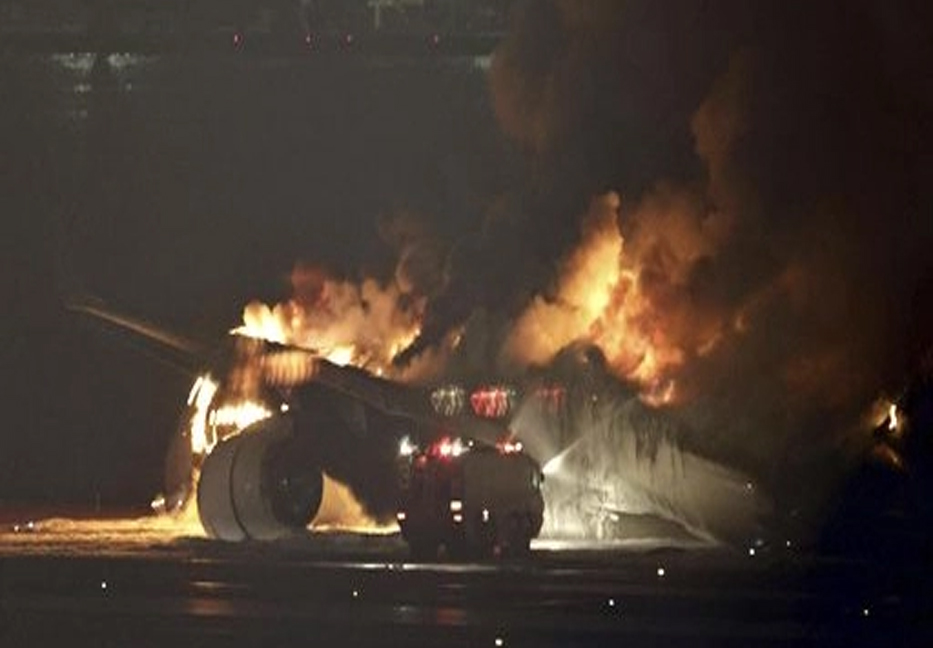 Plane catches fire on runway at Japan's airport, but passengers safe 