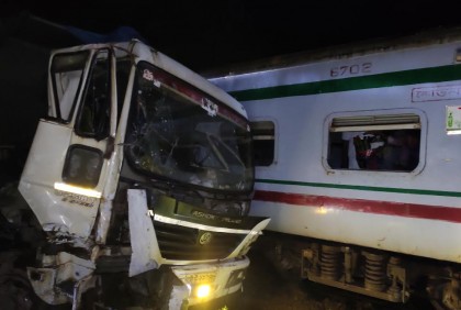 Rail communications in Sylhet halts after train-truck collision