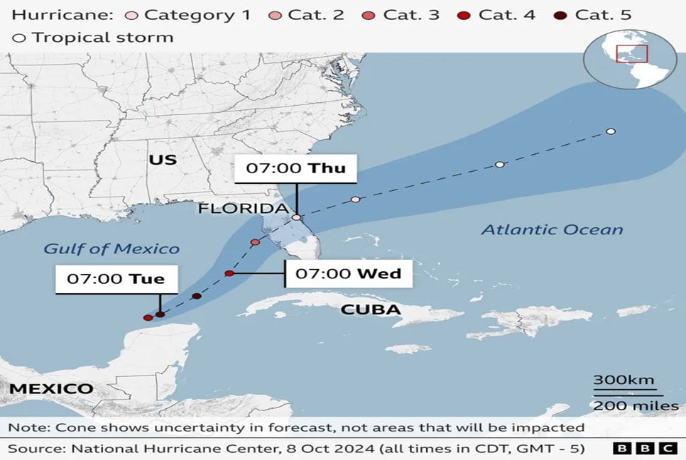 Florida faces 'matter of life and death' as Hurricane Milton closes in: BBC