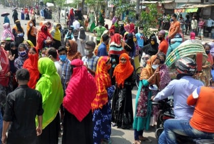 RMG workers block Dhaka-Mymensingh highway again