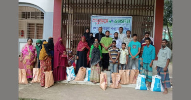 Shuvosangho distributes food aid to flood hit people in Phulpur