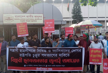 Protesters march towards Bangabhaban demanding President's resignation and ban on BCL