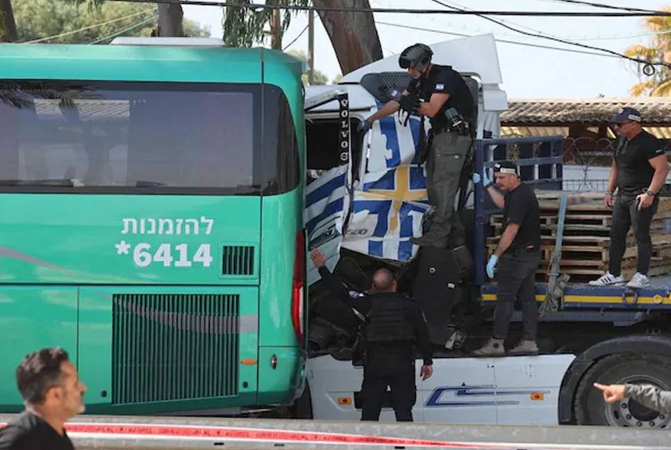 35 hurt, 6 seriously, as truck rams bus stop near Tel Aviv