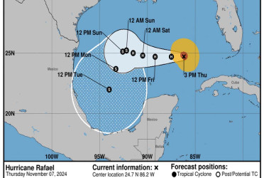 Hurricane Rafael heads west across Gulf of Mexico after impacting Cuba