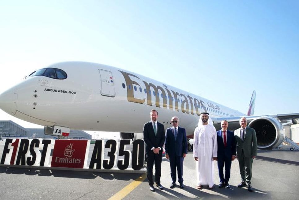 Emirates unveils its first A350 aircraft