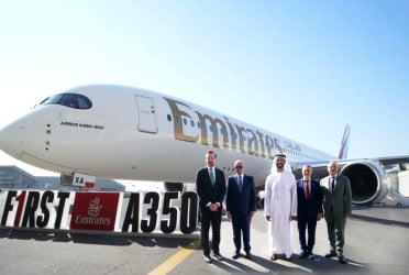 Emirates officially unveils its first A350 aircraft