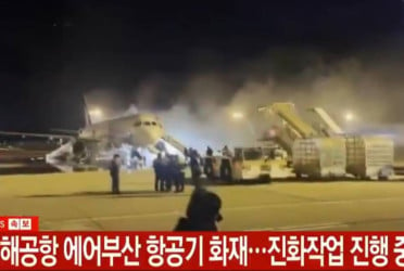 Air Busan plane catches fire at South Korea’s airport