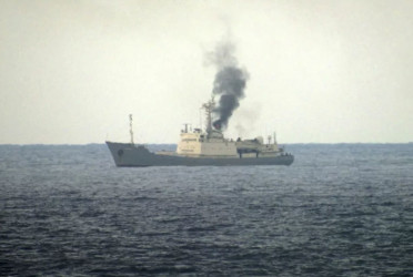 Russian spy ship catches fire off Syria, drifts out of control