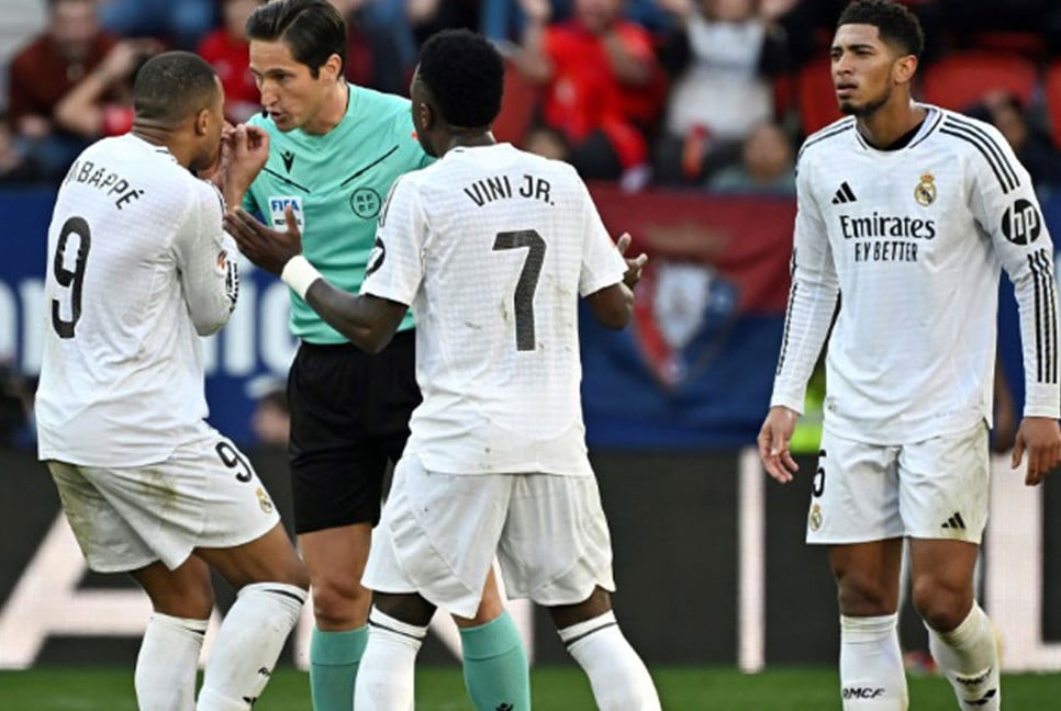 Real Madrid held by Osasuna with Bellingham sent off