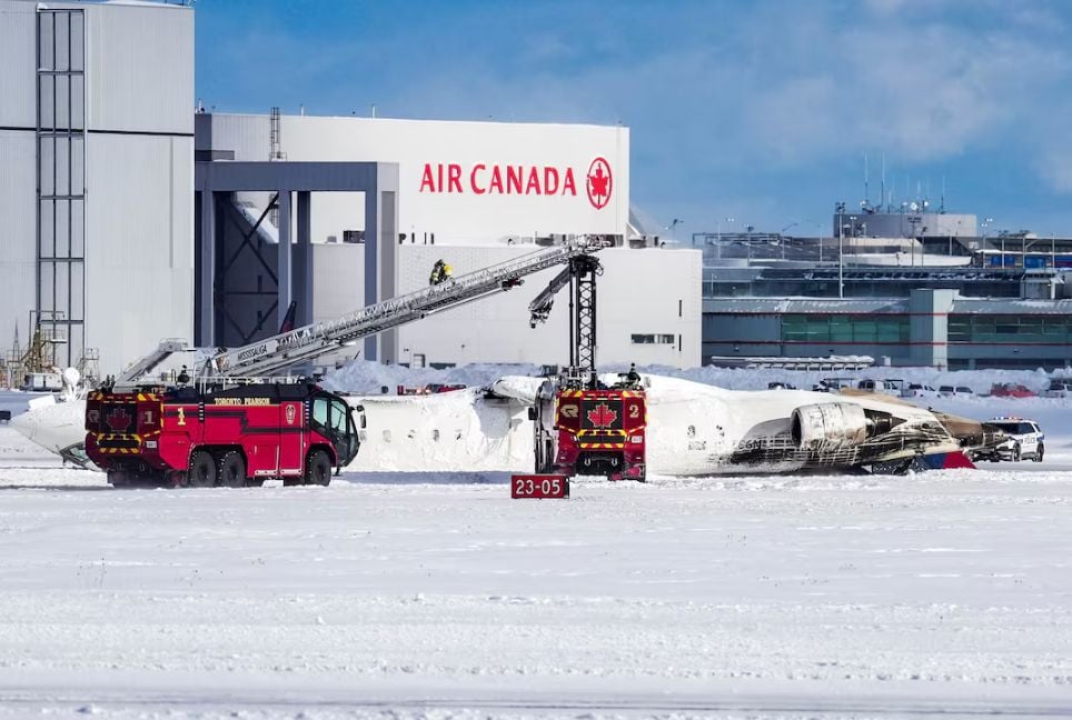 Plane overturns at Toronto airport, 18 injured