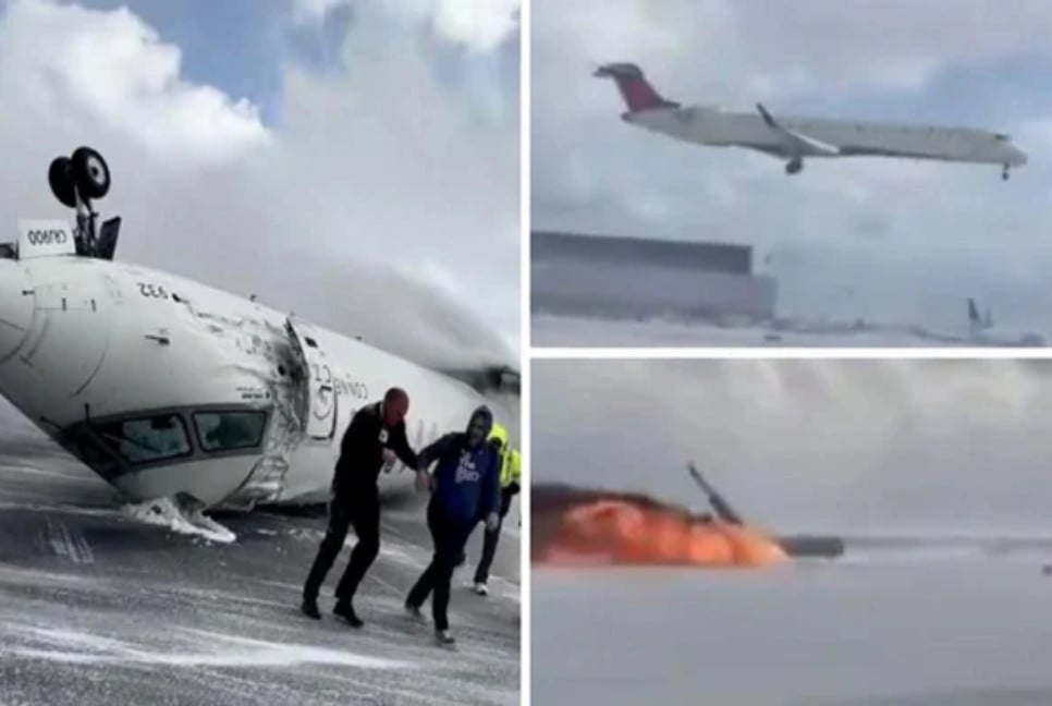 Video shows Toronto plane's hard landing before flipping