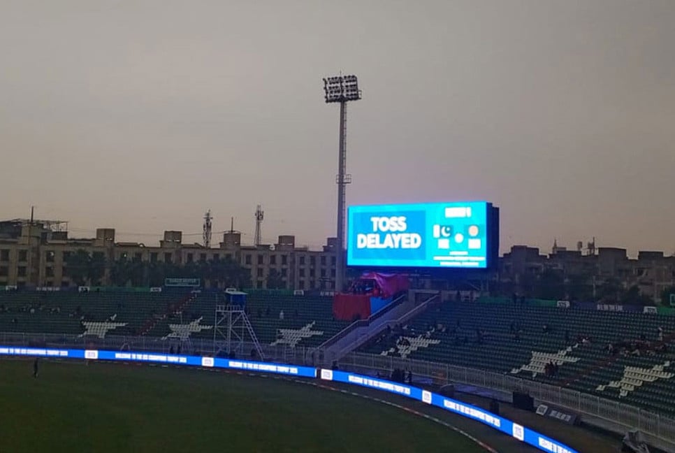 Toss delayed due to wet outfield