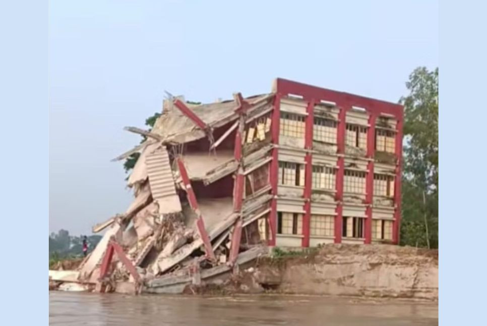 School building collapses into Jamuna in Manikganj