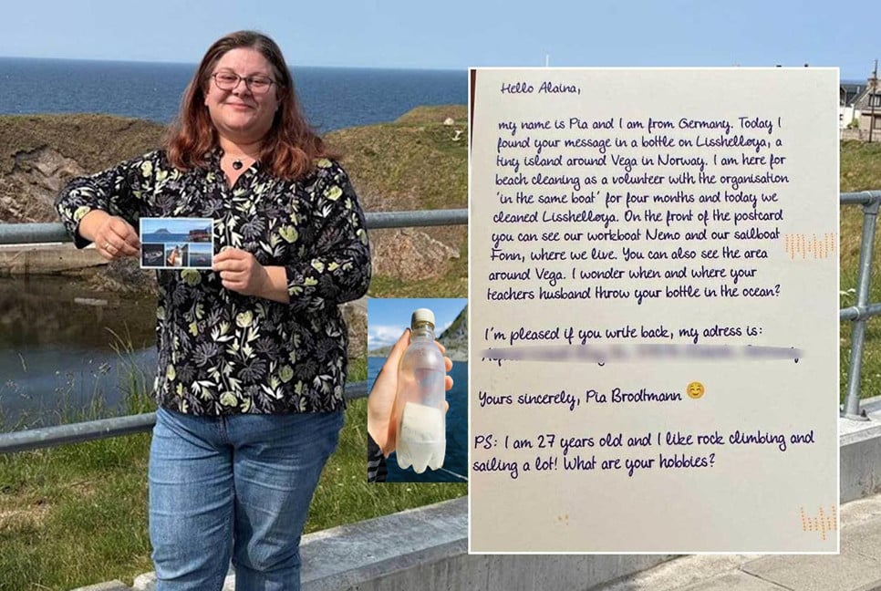 Reply arrives 31 years after girl sends message in a bottle