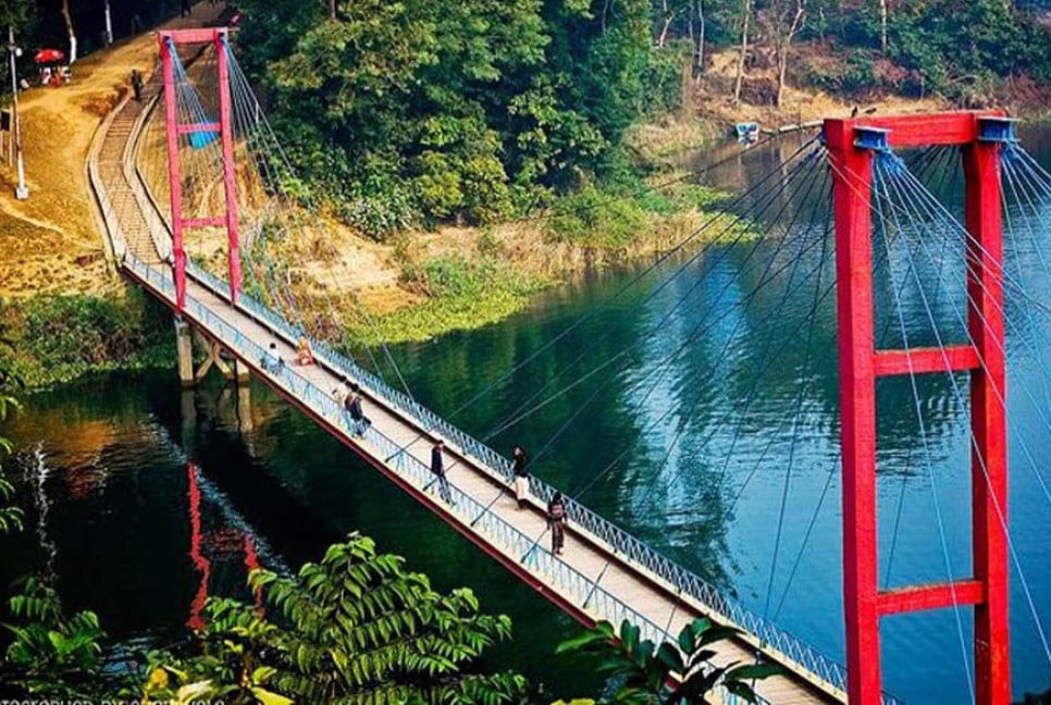 Kaptai hanging bridge submerges; tourists movement suspended