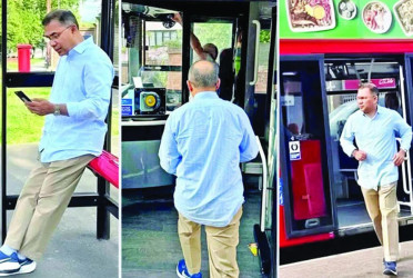 Tarique seen waiting for local bus in London like an ordinary passenger