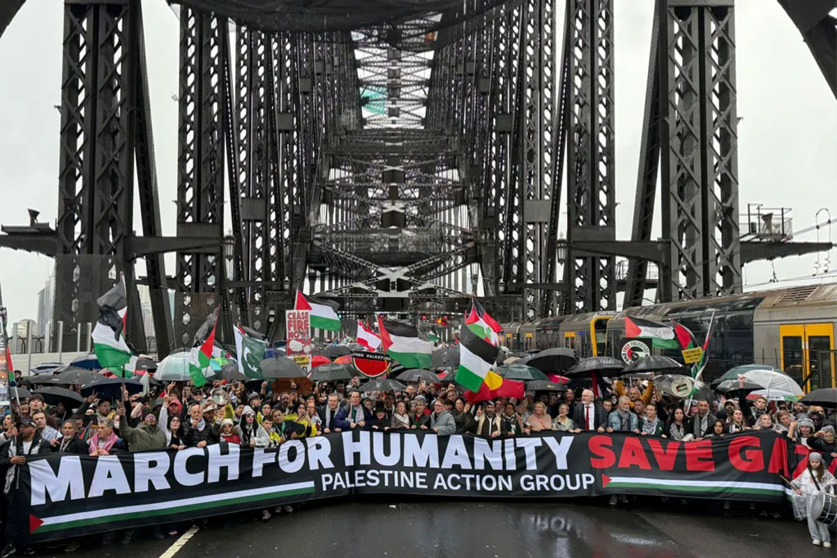 Tens of thousands join pro-Palestinian march across Sydney Harbour Bridge