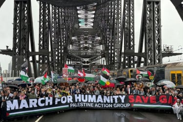 Tens of thousands join pro-Palestinian march across Sydney Harbour Bridge