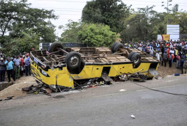 25 killed as bus carrying funeral mourners overturns in Kenya