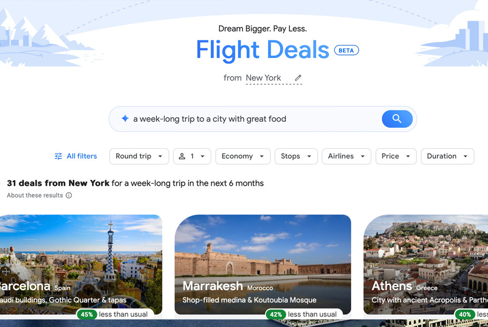 Google's ‘Flight Deals’ AI to hunt down the best travel bargains