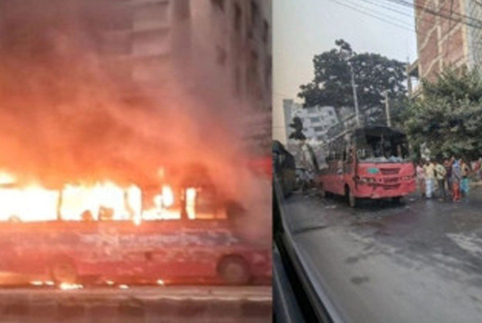 Two buses set on fire in Dhaka