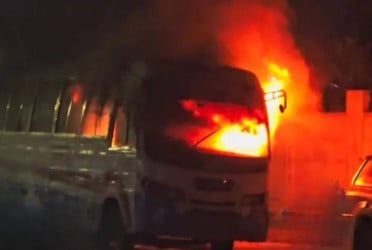 Bus catches fire in capital