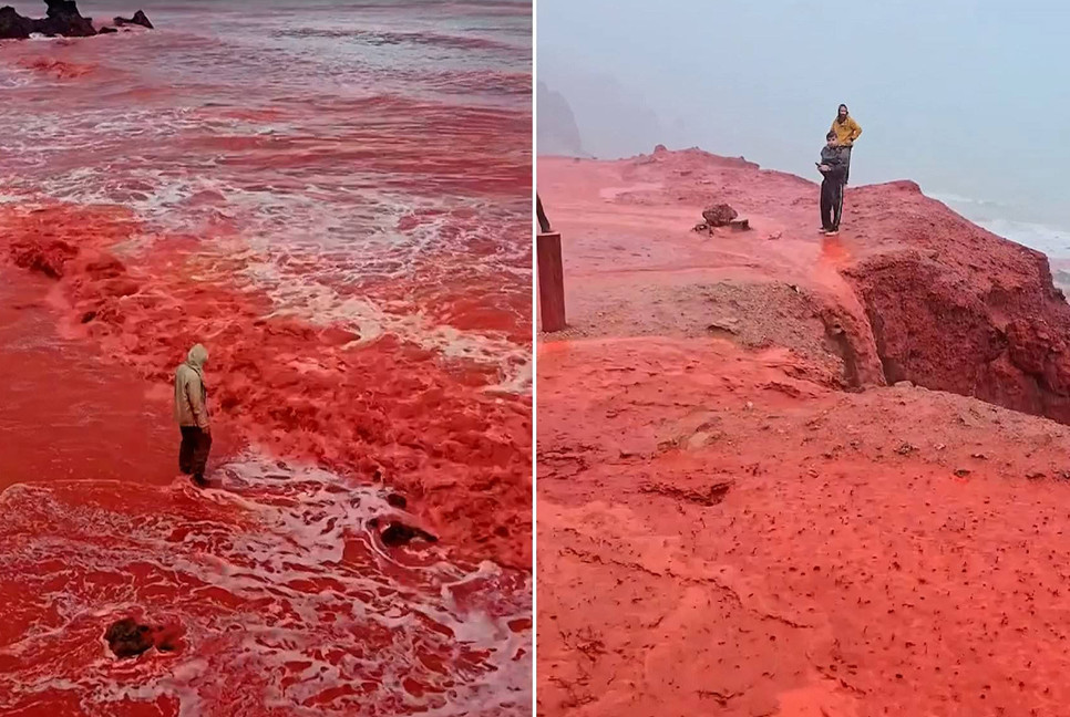 Iran's Hormuz Island glows blood-red after rain. Here's why it happens