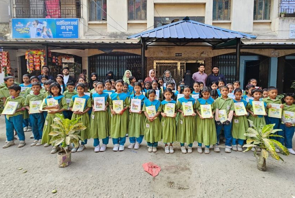 Shuvosangho distributes new textbooks among students in remote Char Agasti