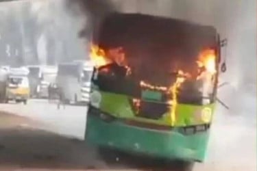 Parked bus catches fire in Uttara area