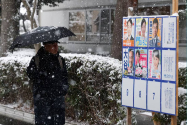 Japan’s Takaichi seeks landslide in snowbound winter election