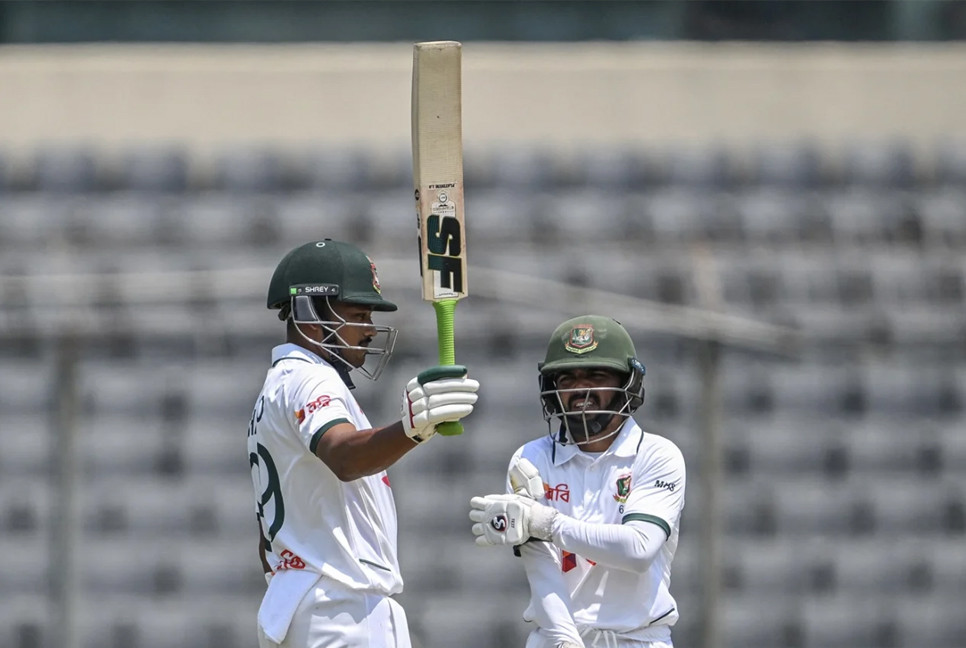 Shanto, Mominul fifties bolster Bangladesh as rain truncates day