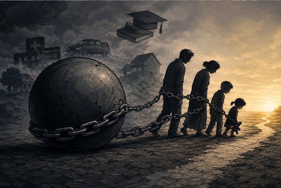 People caught in debt trap