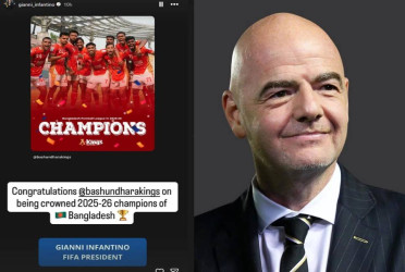 FIFA president congratulates Bashundhara Kings on historic treble